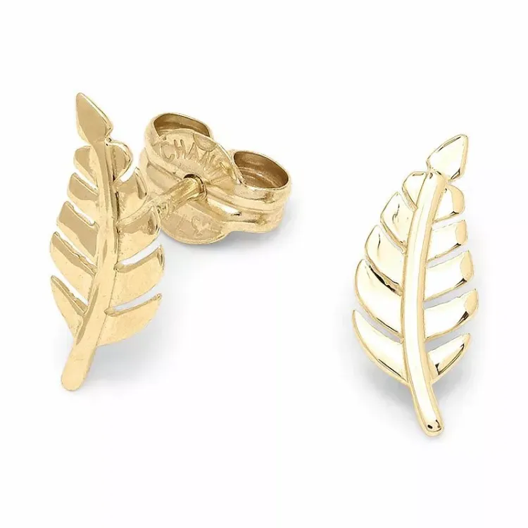 blad ørestikker i 9 karat guld - Gold Collection