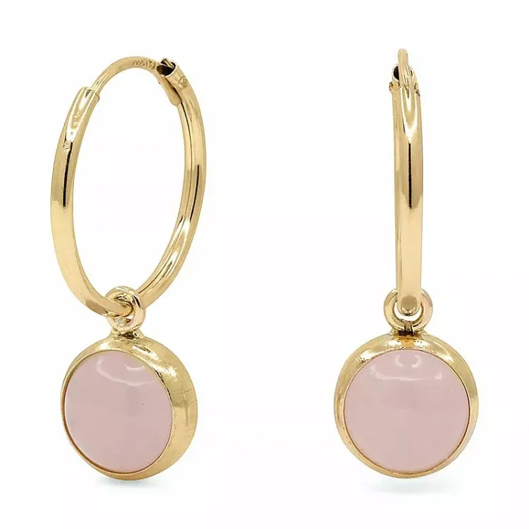 12,5 mm creoler i 9 karat guld med syntetisk kvarts - Gold Collection