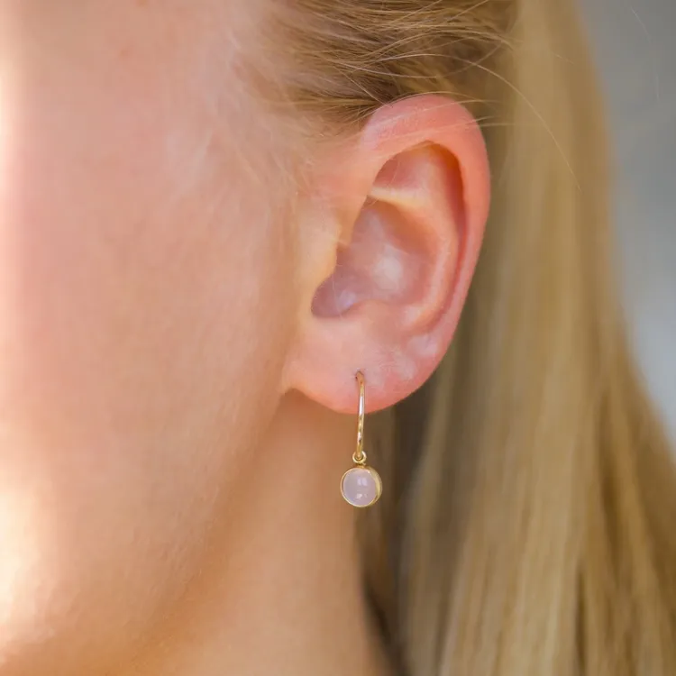 12,5 mm creoler i 9 karat guld med syntetisk kvarts - Gold Collection