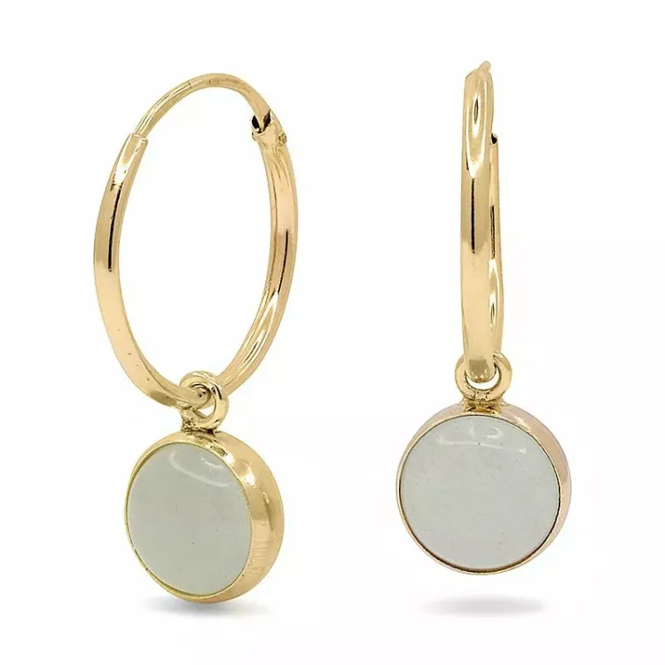 13 mm creoler i 9 karat guld med syntetisk kvarts - Gold Collection