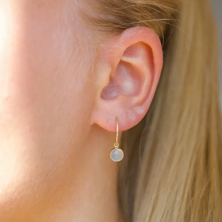 13 mm creoler i 9 karat guld med syntetisk kvarts - Gold Collection