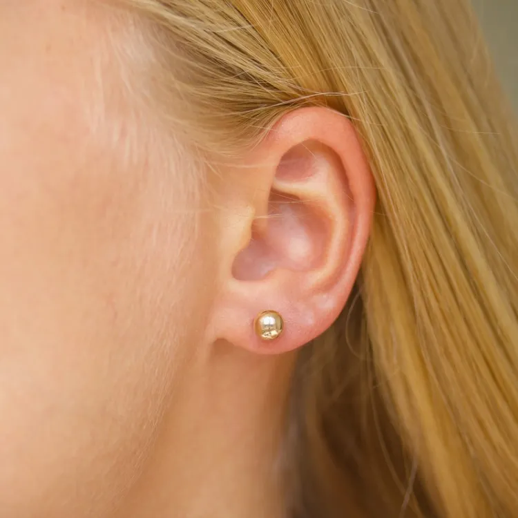 6 mm kugle øreringe i 9 karat guld - Gold Collection