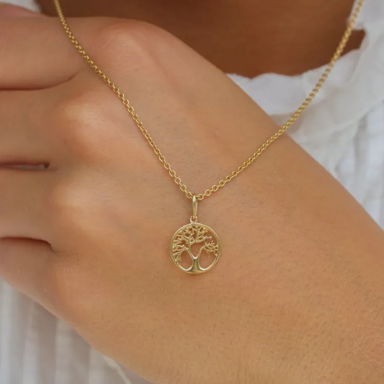 12 mm livets træ vedhæng i 9 karat guld - Gold Collection