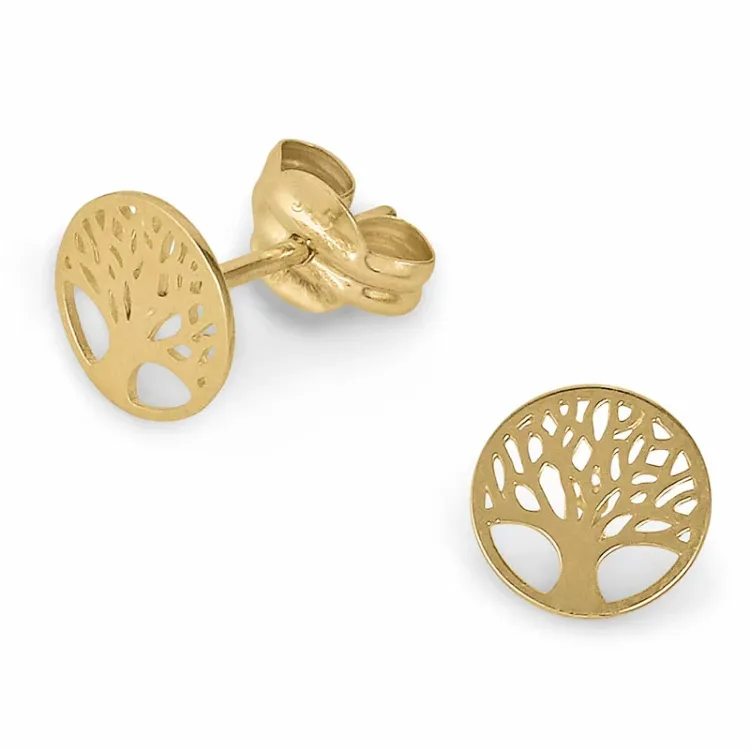 6,5 mm livets træ ørestikker i 9 karat guld - Gold Collection
