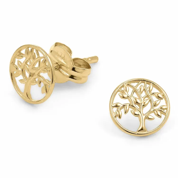 6,5 mm livets træ ørestikker i 9 karat guld - Gold Collection