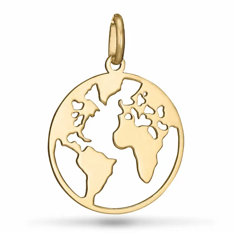 world vedhæng i 9 karat guld