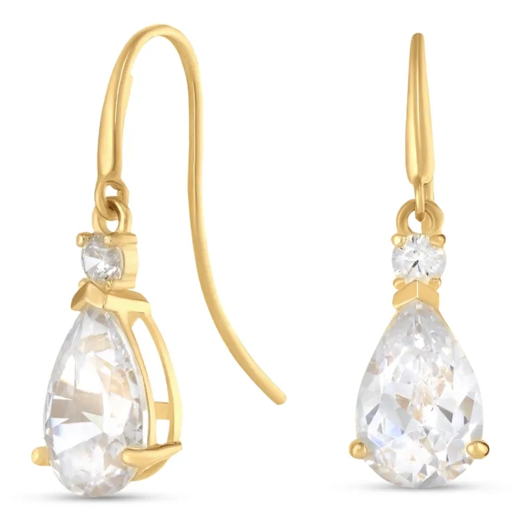 dråbe øreringe i 9 karat guld med zirkon og zirkon - Gold Collection