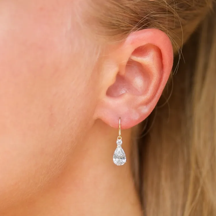 dråbe øreringe i 9 karat guld med zirkon og zirkon - Gold Collection
