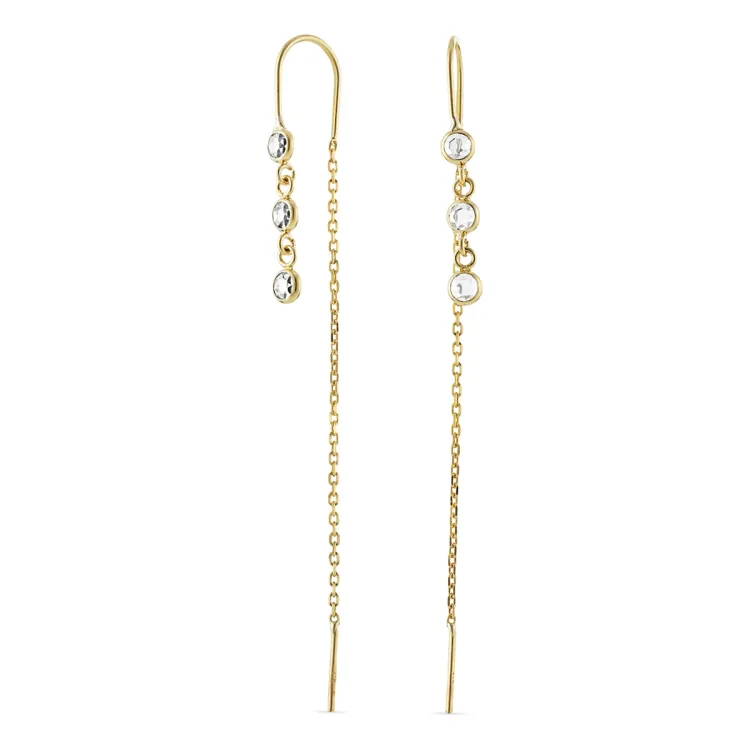 kæde øreringe i 9 karat guld med zirkon - Gold Collection