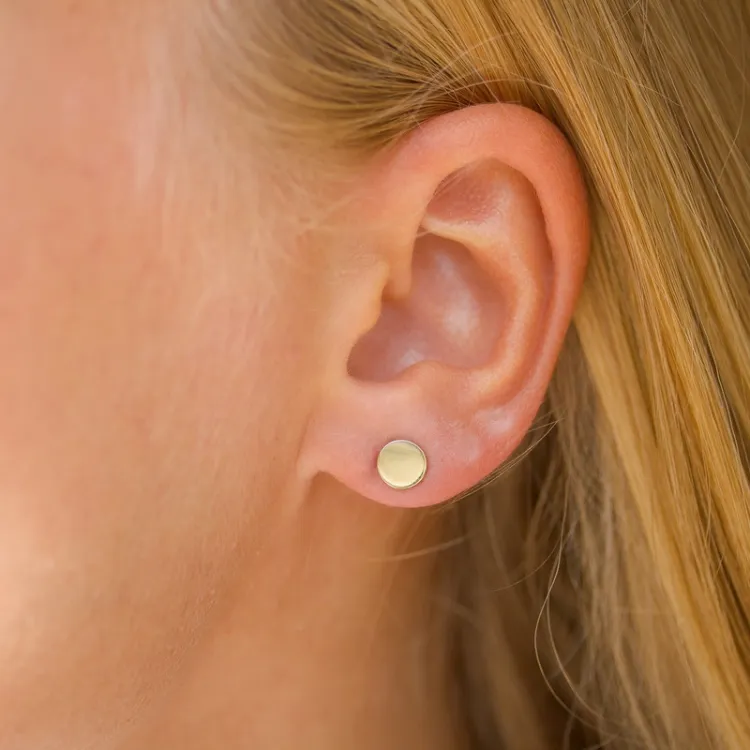 6 mm runde øreringe i 9 karat guld - Gold Collection