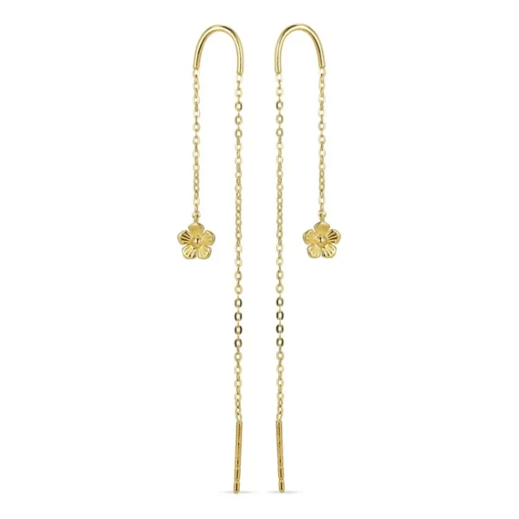 blomster kæde øreringe i 9 karat guld - Gold Collection