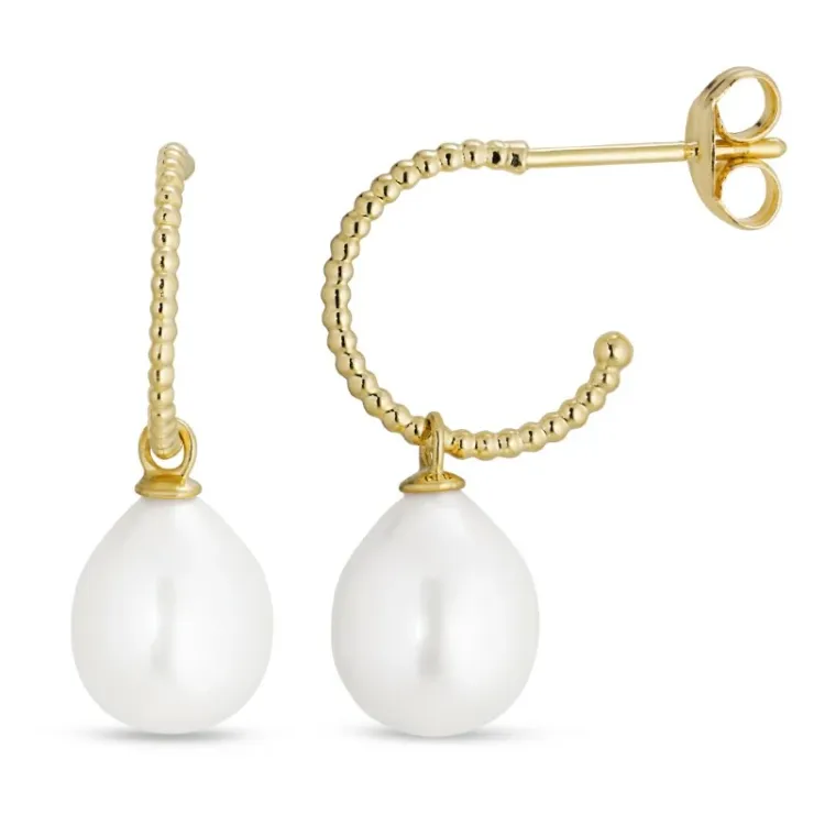 perle halvcreoler i 9 karat guld - Gold Collection