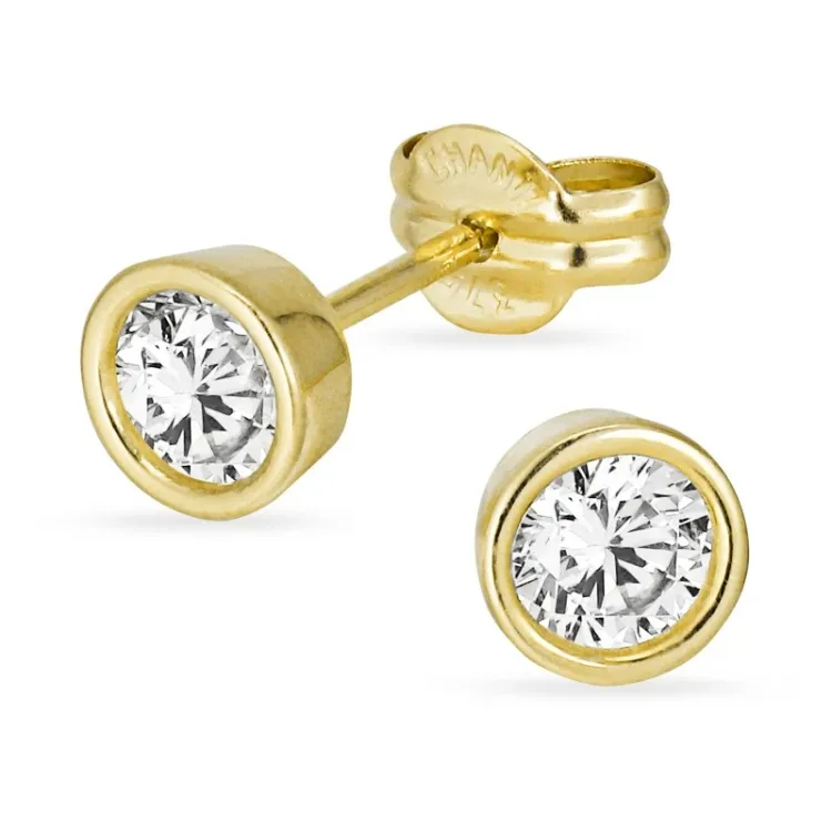 5 mm ørestikker i 9 karat guld med zirkon - Gold Collection