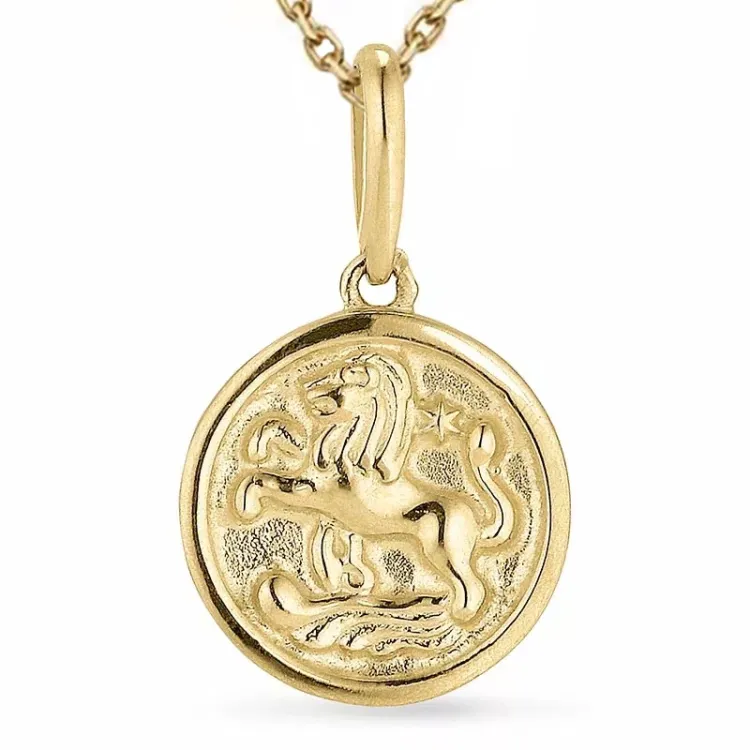 stjernetegn løven halskæde i forgyldt sølv med vedhæng i 9 karat guld - Gold Collection