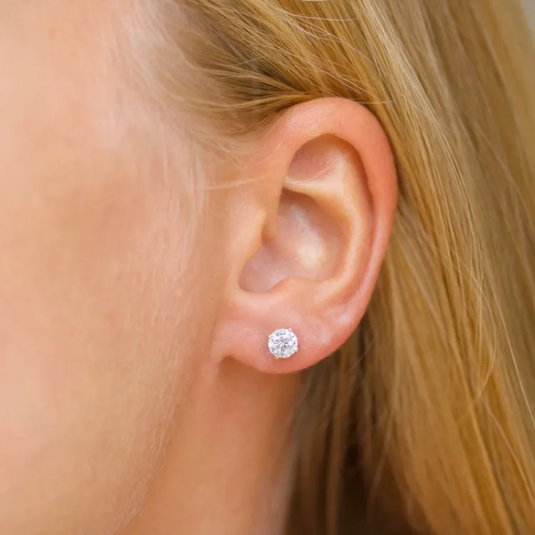 5 mm runde øreringe i 14 karat guld med zirkon - Gold Collection