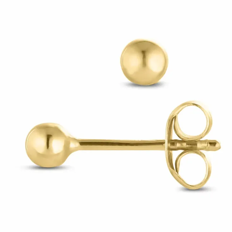 3 mm kugle øreringe i 14 karat guld - Gold Collection