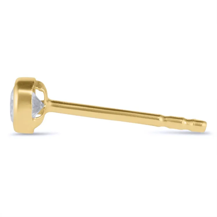 1/2 par 3 mm øreringe i 14 karat guld med zirkon - Gold Collection