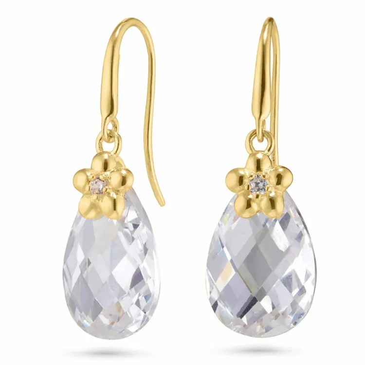 blomster øreringe i 14 karat guld med zirkon - Gold Collection