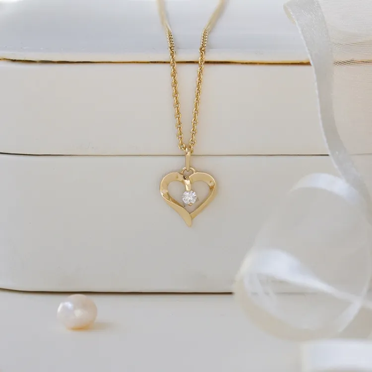 hjerte vedhæng i 14 karat guld - Gold Collection