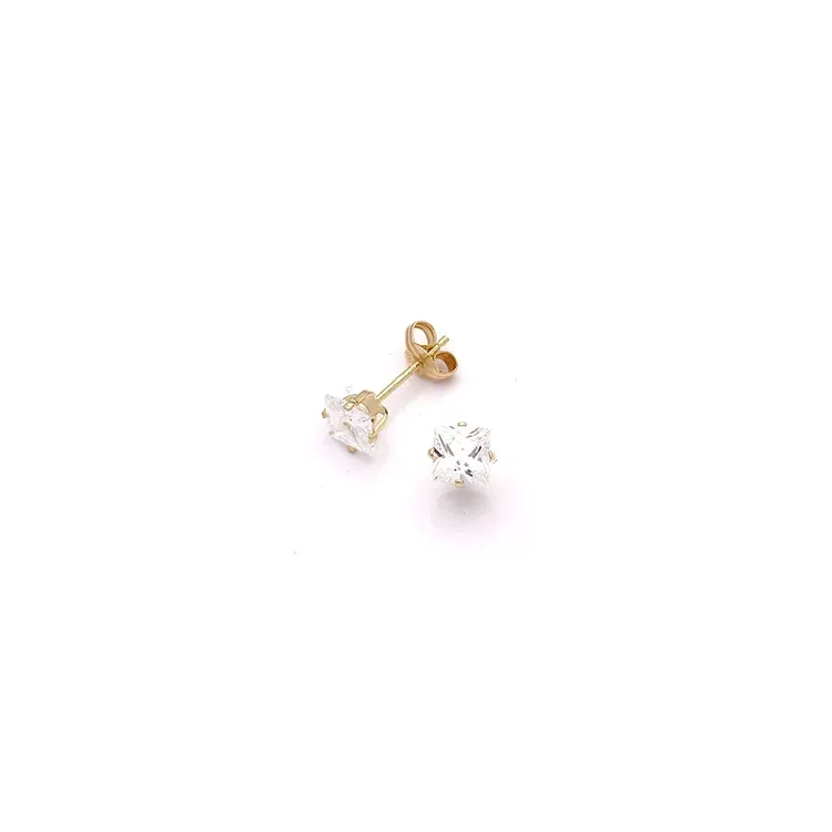 Kollektionsprøve 5 x 5 mm ørestikker i 14 karat guld med zirkon