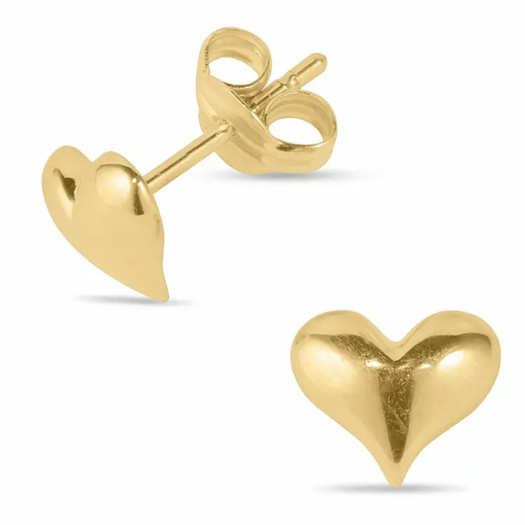 hjerte øreringe i 14 karat guld - Gold Collection