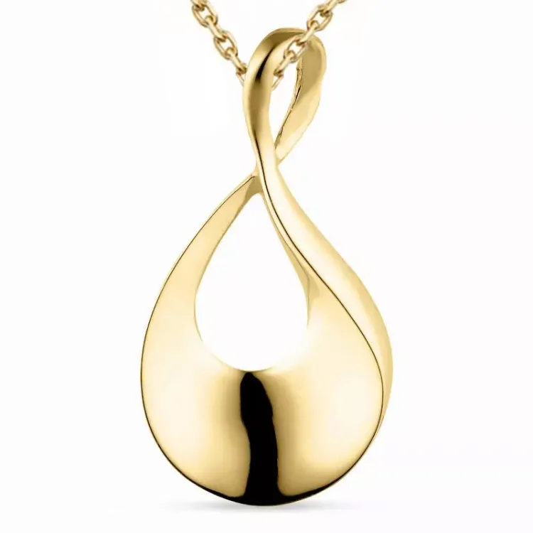 dråbe halskæde i forgyldt sølv med vedhæng i 14 karat guld - Gold Collection