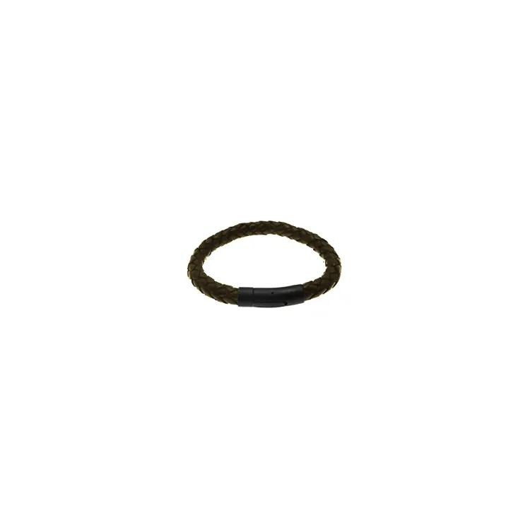 Herre armbånd i mørkebrun læder med stål lås x 9,3 mm