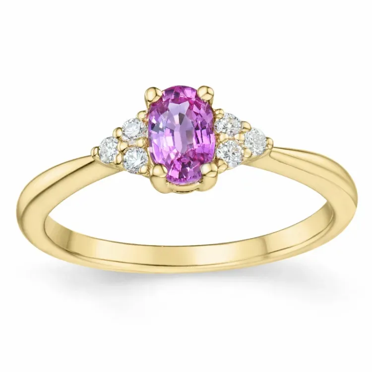pink safir diamantring i 14 karat guld 0,65 ct 0,102 ct