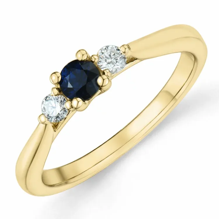 safir brillantring i 14 karat guld 0,132 ct 0,306 ct
