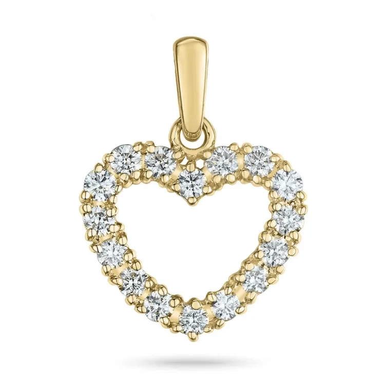 hjerte diamant vedhæng i 14 karat guld 0,516 ct