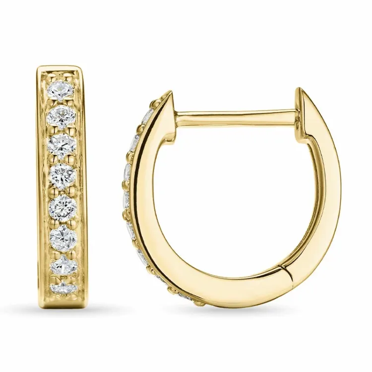 12 mm diamant creoler i 14 karat guld med diamant