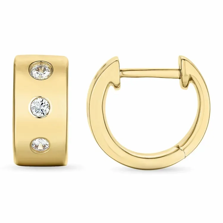12 mm diamant creoler i 14 karat guld med diamant
