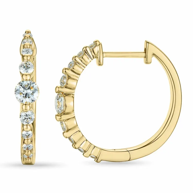 17 mm brillant creoler i 14 karat guld med diamant