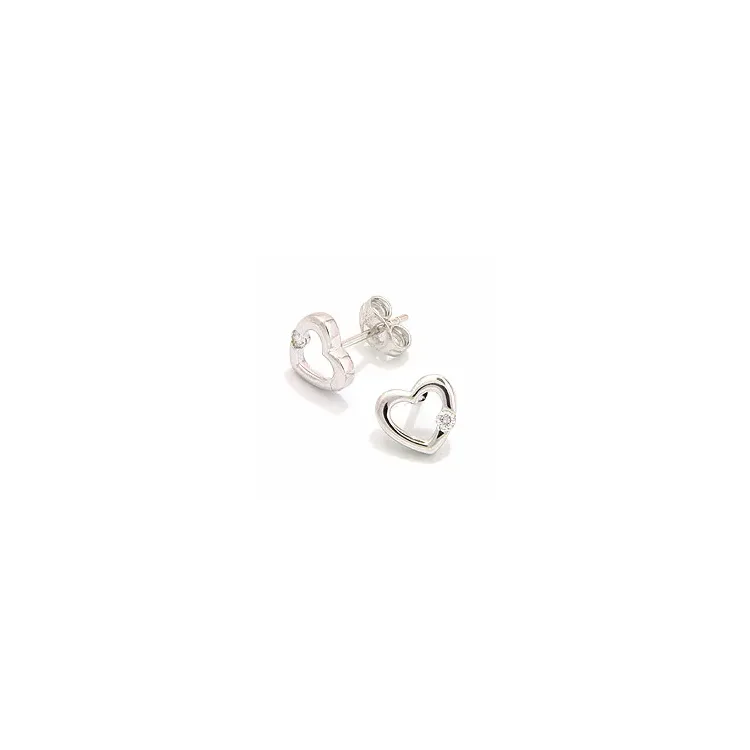 Hjerte ørestikker i 14 karat hvidguld med diamanter 