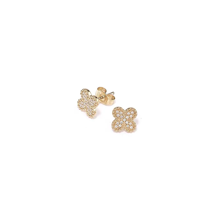 Blomster brillantøreringe i 14 karat hvidguld med diamanter