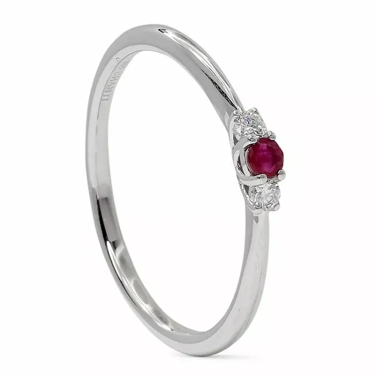 Rubin hvidguldsring i 14 karat hvidguld 0,05 ct 
