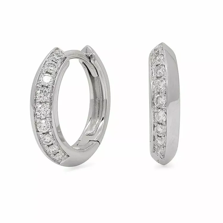 12 mm diamant hvidguld creoler i 14 karat hvidguld med diamant