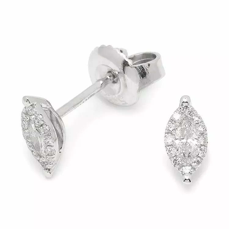 ovale diamantøreringe i 14 karat hvidguld med diamant og diamant