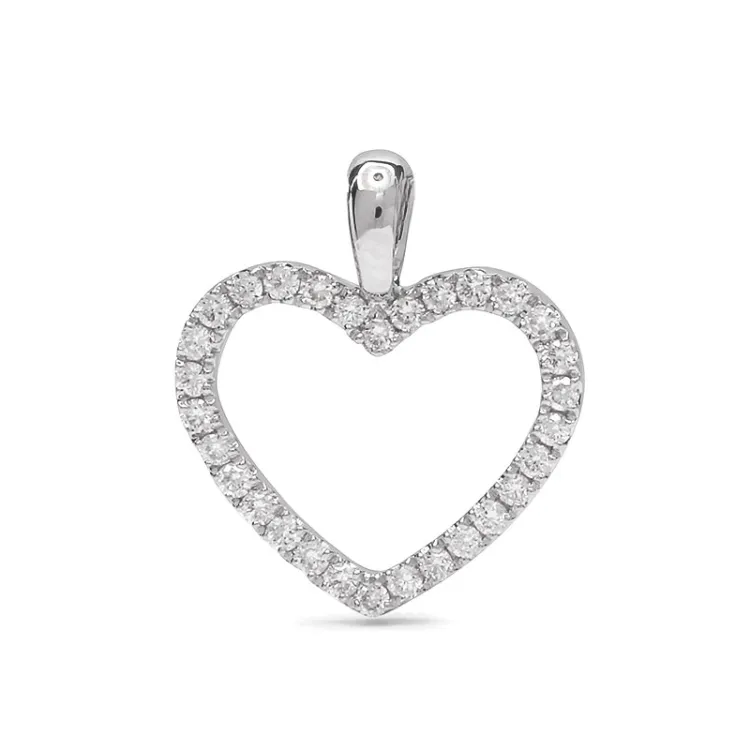Hjertevedhæng i 14 karat hvidguld 0,15 ct