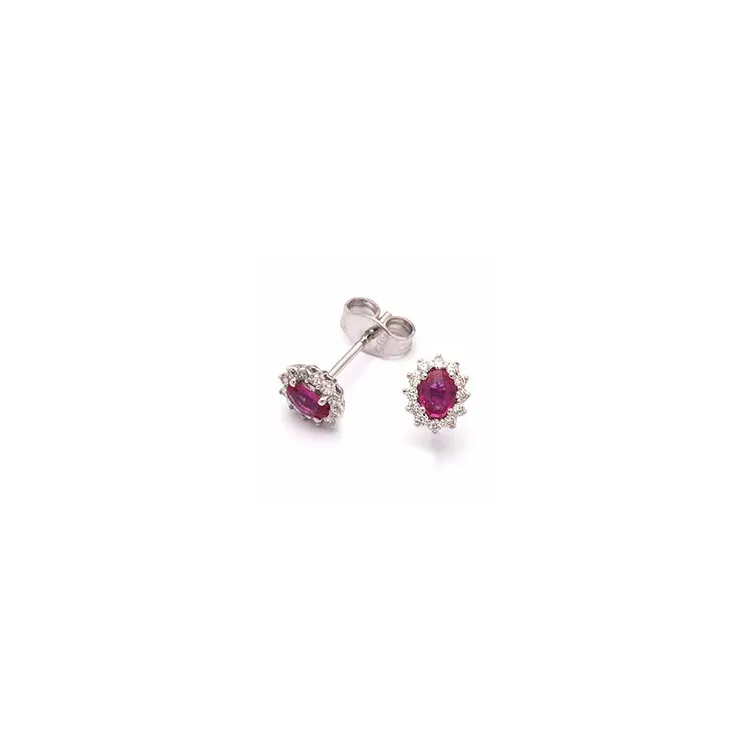 rubin rosetørestikker i 14 karat hvidguld med diamant og rubin