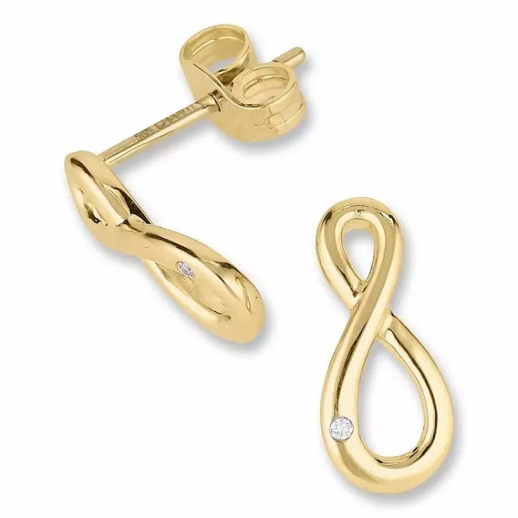Infinity diamantøreringe i 14 karat guld med diamanter