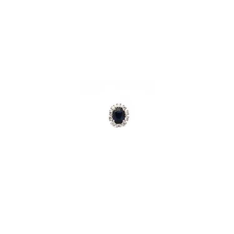 1/2 par roset safir ørestik i 14 karat hvidguld med safir og diamant