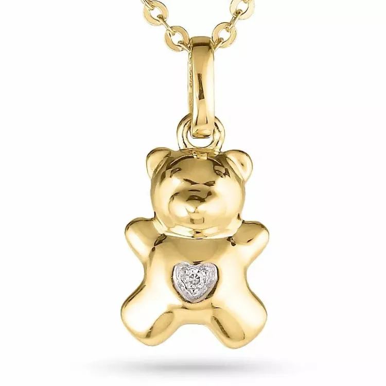 Bamse diamant vedhæng i 14 karat guld 0,01 ct