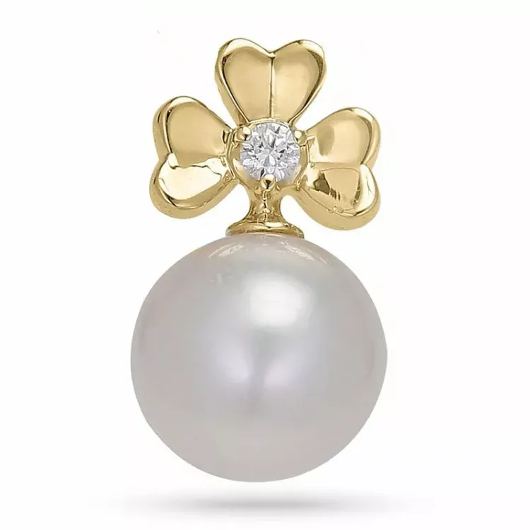 blomster perle diamantvedhæng i 14 karat guld 0,02 ct