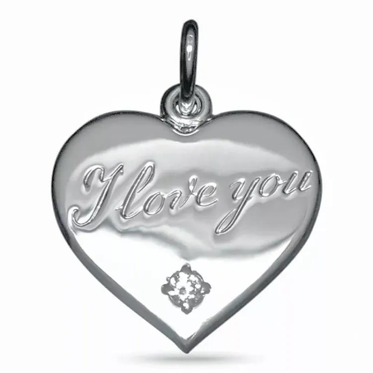 hjerte i love you vedhæng i sølv