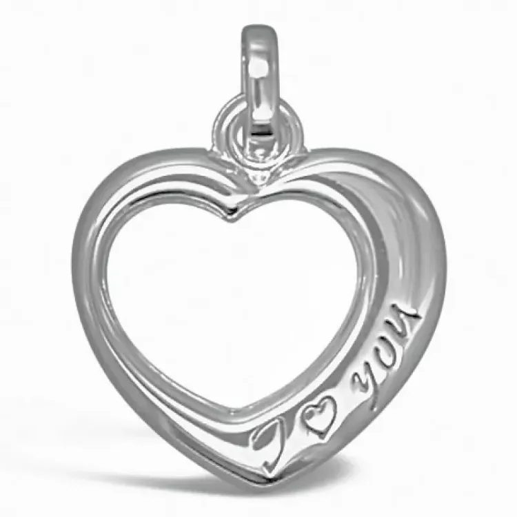 hjerte i love you vedhæng i sølv