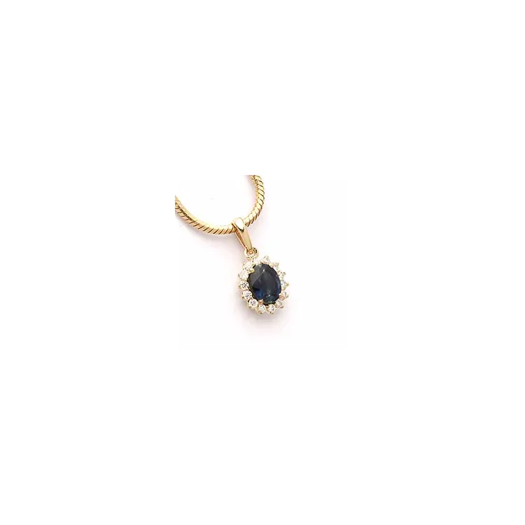 safir vedhæng i 14 karat guld 0,08 ct 0,51 ct