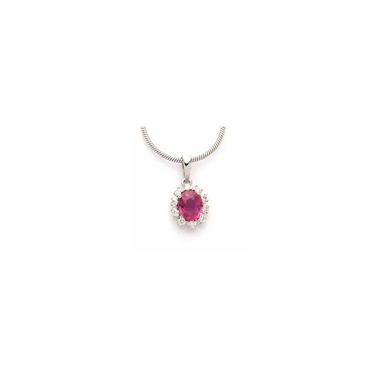 rubin vedhæng i 14 karat hvidguld 0,09 ct 0,40 ct
