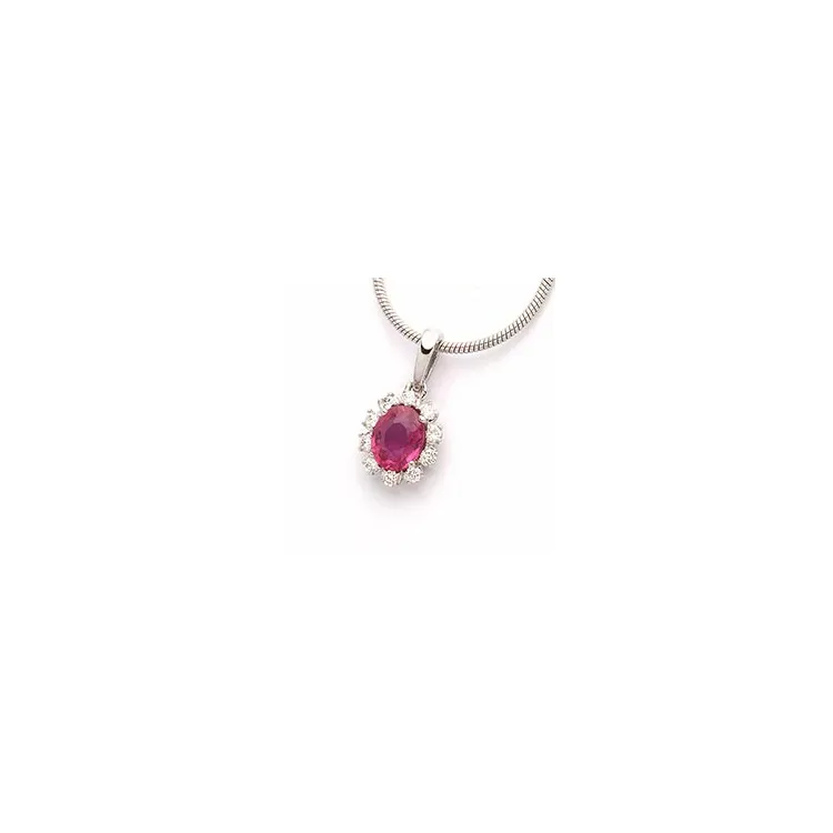 rubin vedhæng i 14 karat hvidguld 0,09 ct 0,40 ct