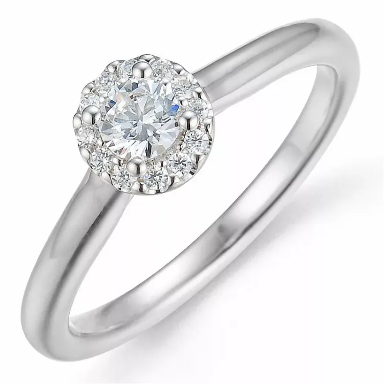 Bestillingsvare - diamantring i 14 karat hvidguld 0,20 ct 0,07 ct